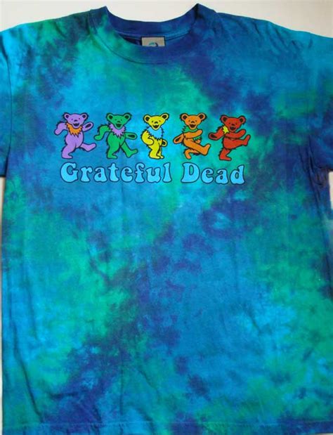 Dancing Bears Tie Dye Grateful Dead T Shirt Blue And Green Cotton