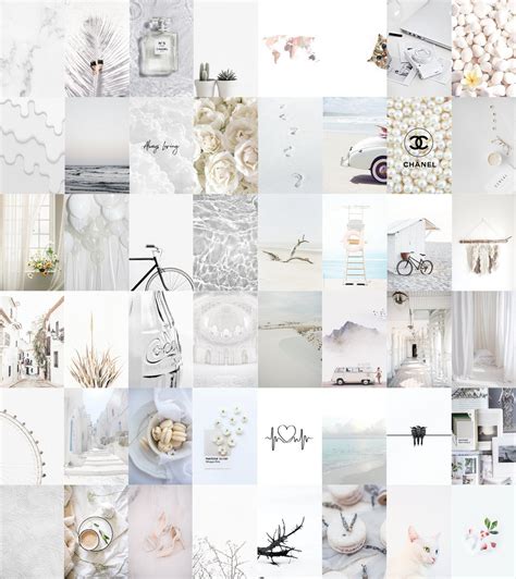 White Photo Wall Collage Kit White Aesthetic Collagewhite Etsy