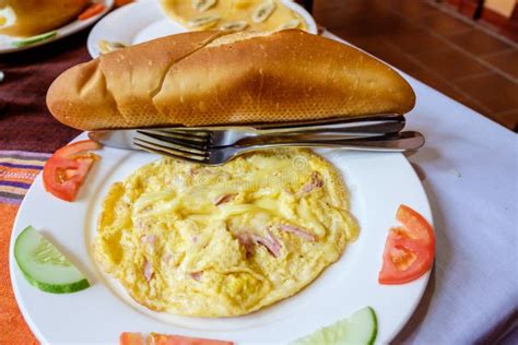 Homemade Ham and Cheese Omelette Stock Photo - Image of fried, food: 59496356