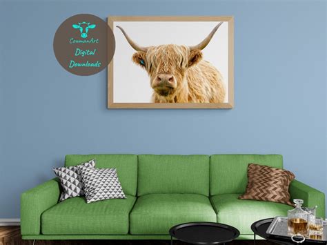 Highland Cow Wall Art Digital Download Modern Minimalist Etsy