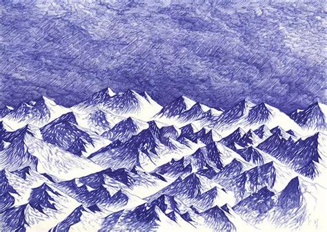 Kevin Lucbert Creates Stunning Blue Ballpoint Pen Drawings