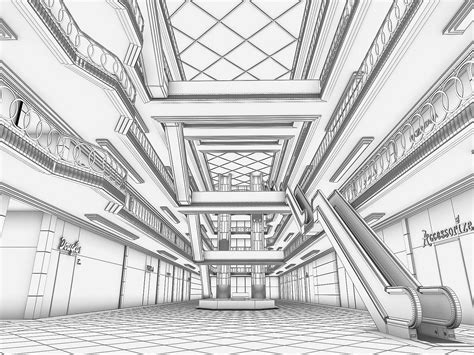 how to draw a shopping center