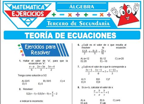 Ejercicios De Teor A De Ecuaciones Para Tercero De Secundaria