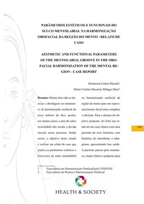 Pdf Aesthetic And Functional Parameters Of The Mentolabial Groove In