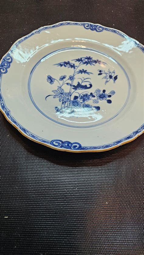 Proantic Plat Qianlong Porcelaine De Chine Bleu Blanc E Si Cle