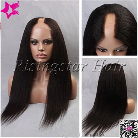 Hot 130 Density Unprocessed Virgin Brazilian Light Yaki U Part Human Hair Wigs Straight Italian