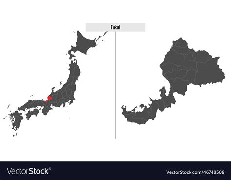 Map of fukui prefecture of japan Royalty Free Vector Image