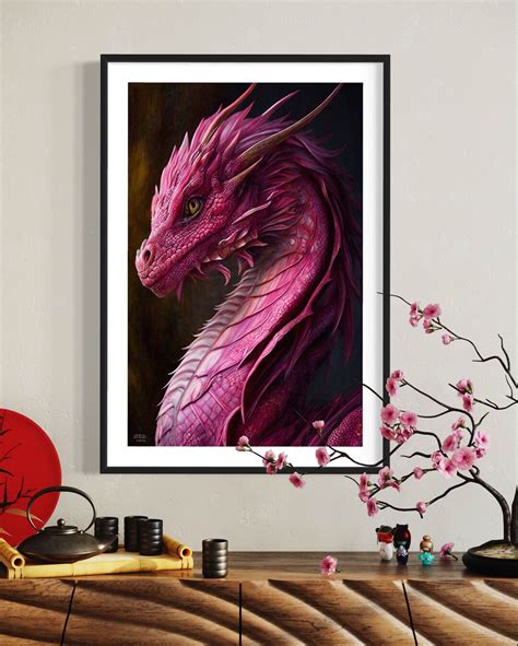 Dragon Pink Dragon Art Fantasy Art Mythical Creatures - Etsy