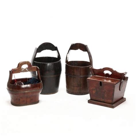 Four Chinese Wooden Storage Buckets (Lot 1180 - The Collection of NOA ...