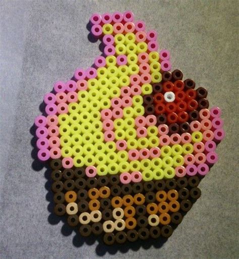 Cupcake Hama Perler Beads By Sonja Ahacarne Perler Bead Patterns Hama Beads Patterns Fuse Beads