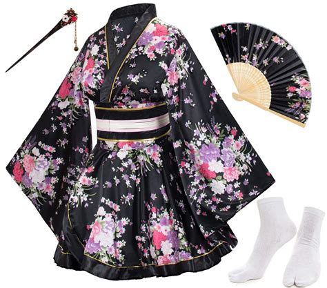 Elibelle Japanese Anime Women S Dance Kimono Robe Fancy Dress Hand Held