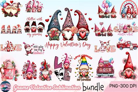 Gnome Valentine Sublimation Bundle Bundle · Creative Fabrica