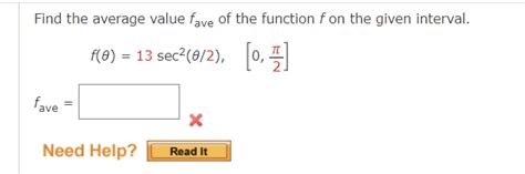 Solved Find The Average Value Fave Of The Function F On The Chegg