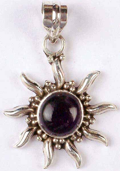 Amethyst Sun Pendant Exotic India Art