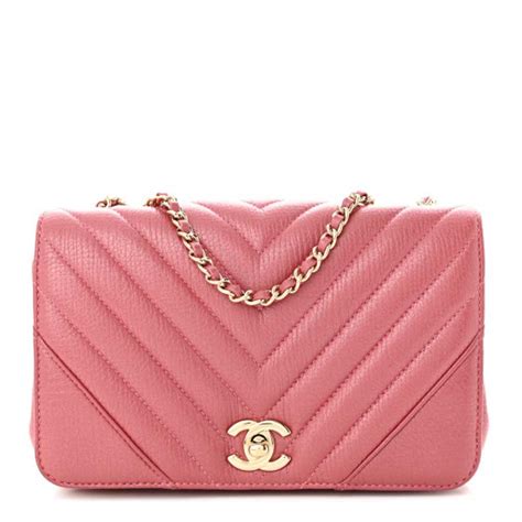 Chanel Calfskin Chevron Quilted Statement Flap Pink Gem