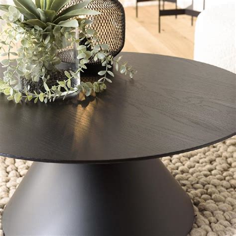 TABLE BASSE RONDE NOIRE DILA 78 CM PIEDS CONIQUE Devis Sous 1h