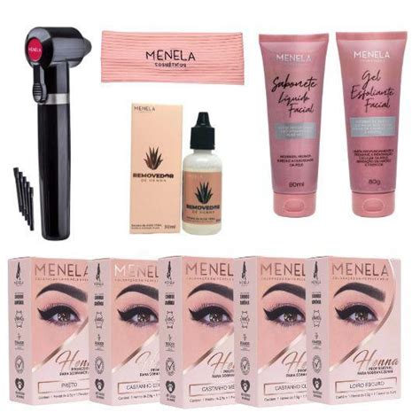 Kit Henna Menela Para Sobrancelha Profissional 10 Unidades Tinta E