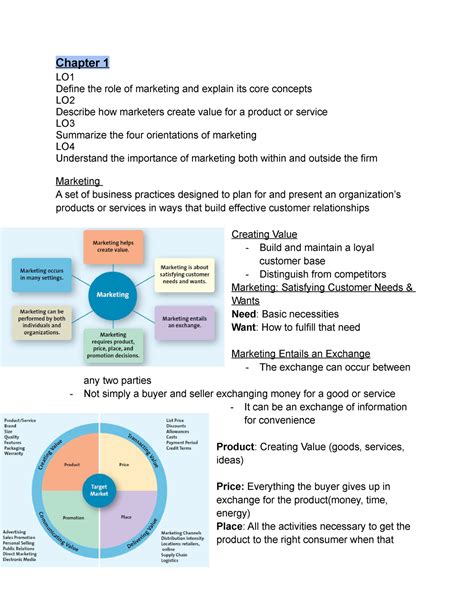 1MA3 Introduction to Marketing - Chapter 1 LO Define the role of