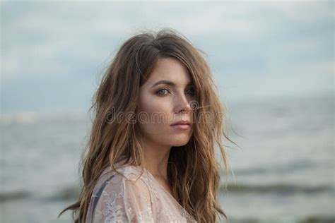 Outside Portrait Of Brunette Woman S Years Old Resting Outdoors Stock Image Image Of Person