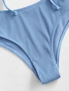 ZAFUL Cinched Textured Ribbed Bikini Swimsuit In LIGHT BLUE ZAFUL 2026