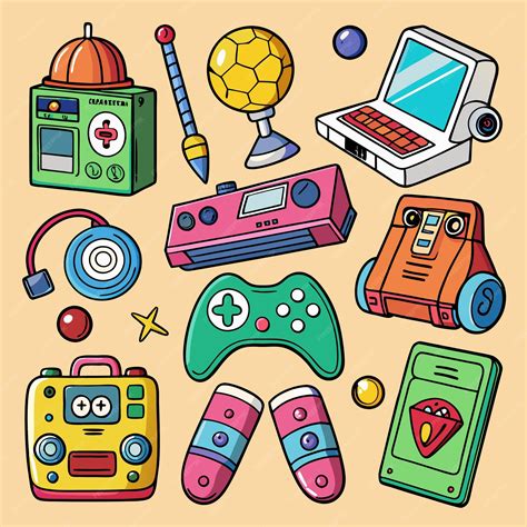 HandDrawn 90s Era Toys and Gadgets Set | Premium AI-generated vector