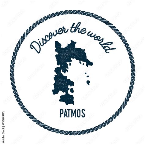 Patmos Map In Vintage Discover The World Insignia Hipster Style