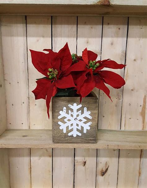 Rustic Wood Snowflake Centerpiece Box Wood Mason Jar Box Etsy