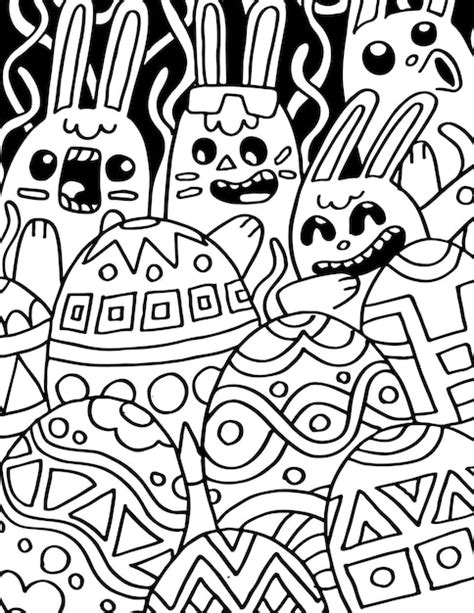 Premium Vector Cute Easter Doodle Coloring Page