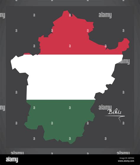 Bekes Map Of Hungary With Hungarian National Flag Illustration Stock