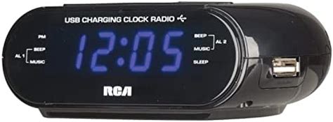 Amazon RCA USB Charging Clock Radio 6 Blue LED Display