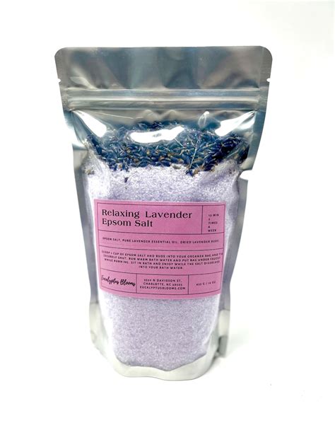 Lavender Epsom Salt Bath Salt, 1lb Lavender Bath Pouches, Bulk Epsom ...