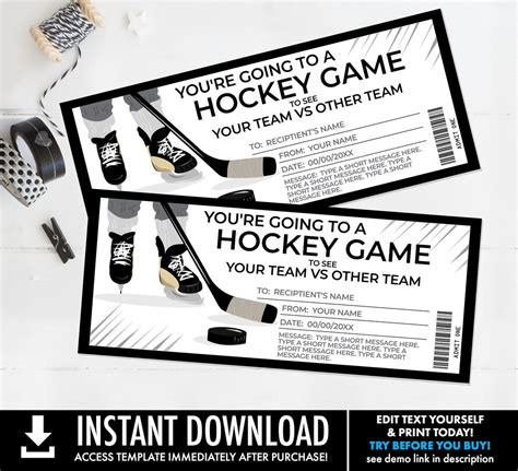 Hockey Ticket Voucher Gift Surprise Game Ticket Gift Voucher Surprise