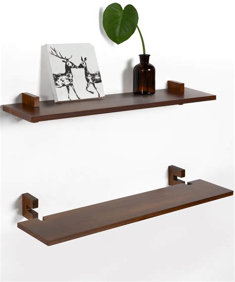 SUMGAR Floating Shelves, 24in Wall Mounted Wood Shelves for Bedroom ...