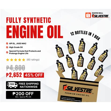 SILVESTRE 12pcs 1 Box Engine Oil 1L 10W 40 Fully Synthetic Motorcycle