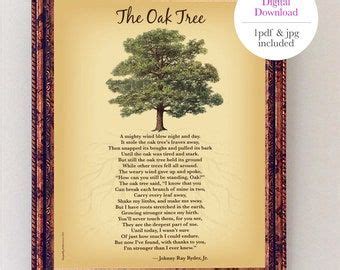 The Oak Tree Poem Mighty Oak Tree Nature Wall Art Poem Etsy In