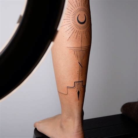 Sun And Moon Knee Tattoos