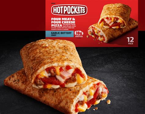 HOT POCKETS Four Meat Four Cheese Pizza In A Garlic Buttery Crust El Mejor Nido