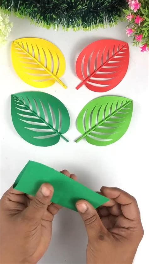 How To Make Paper Flower Leaves Paper Leaves Craft Diy Easy Paper Leaf