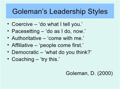 Leadership and Branch Management: The Six Leadership Styles (Goleman)