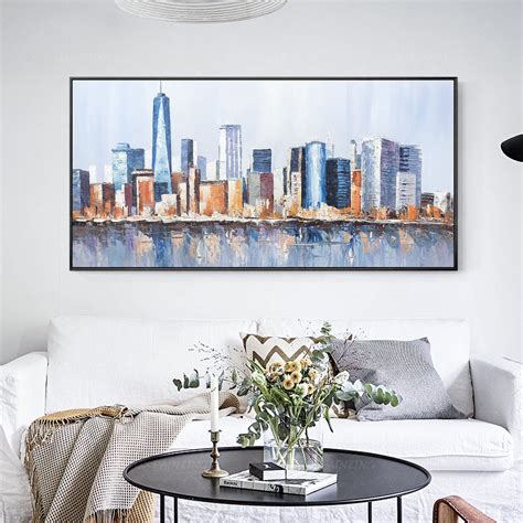 Framed Wall Art Original New York Skyline Cityscape Painting Etsy