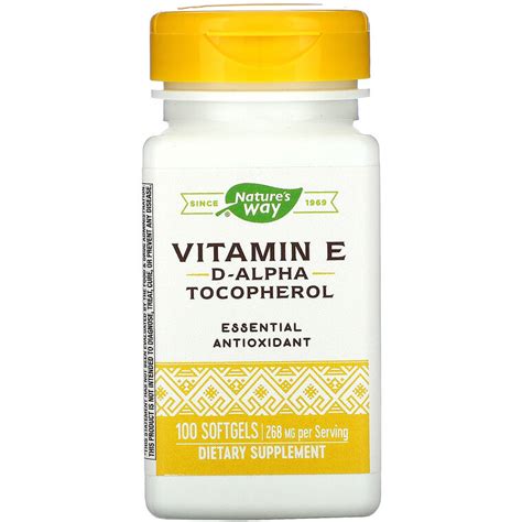 Витамин Е, Nature's Way "Vitamin E" d-альфа токоферол, 400 МЕ (100 ...
