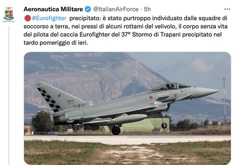 Aereo Militare Precipitato Nel Trapanese Il Pilota Morto Era Un