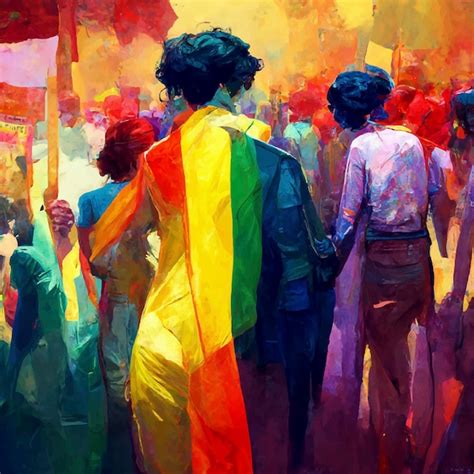 Orgullo Gay Hermosa Ilustraci N Animada Marcha Del Orgullo Foto Premium