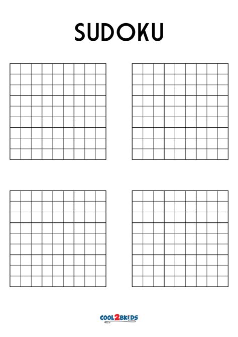 Free Printable Blank Sudoku Puzzles