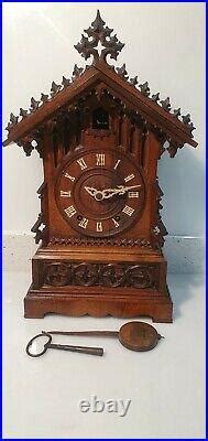 German Black Forest Carved 8 Day Twin Fusee Bracket Cuckoo Clock Beha