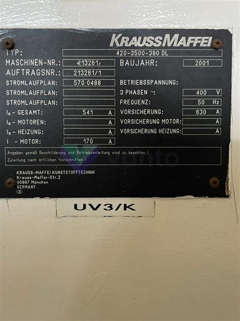 KRAUSS MAFFEI KM 420-3500-390 DL 420t injection molding machine (2000 ...