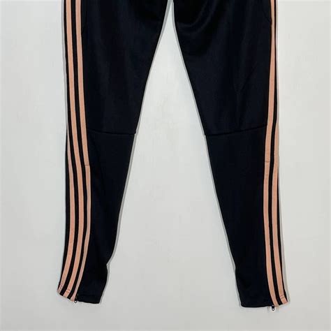 Adidas Sweatpants Black Pink Striped Logo Athletic Tr Gem