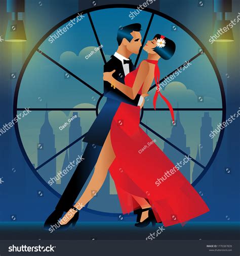 Tango Poster Elegant Couple Dancing Tango Stock Illustration 1770387839