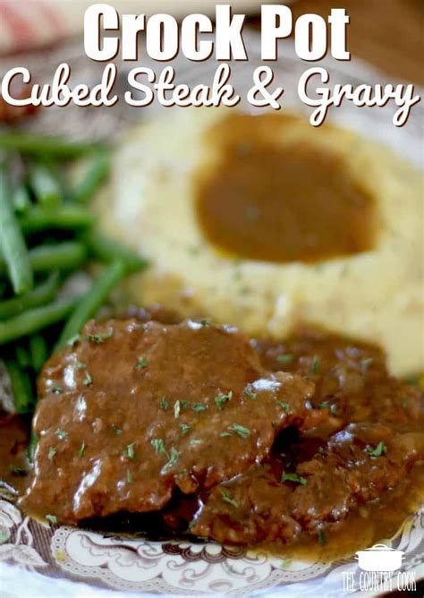 Crock Pot Cubed Steak with Gravy - The Country Cook