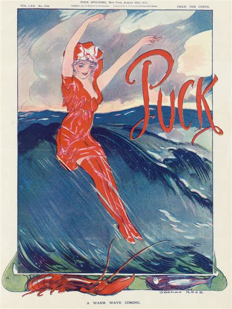 Woman On A Wave Puck Magazine Illustration By Gordon Ross Circa 1911